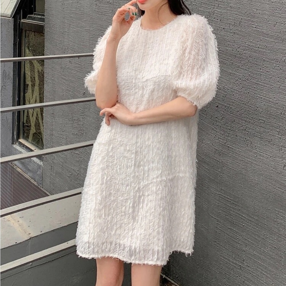 Elegant White Textured Dress